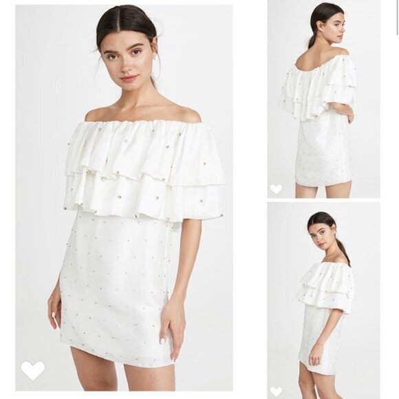 Azeeza Dress NWT Aurora Off Shoulder Mini Dress White XS new - Picture 2 of 14